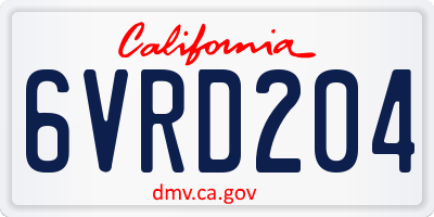 CA license plate 6VRD204