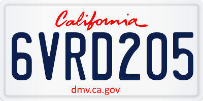 CA license plate 6VRD205