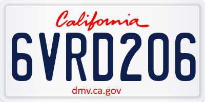 CA license plate 6VRD206