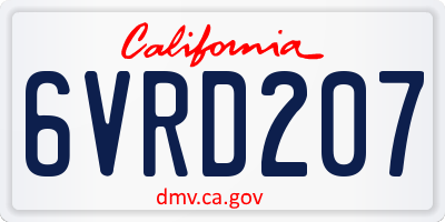 CA license plate 6VRD207