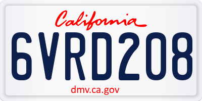 CA license plate 6VRD208