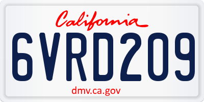 CA license plate 6VRD209