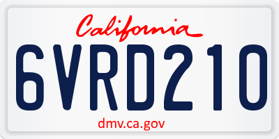 CA license plate 6VRD210