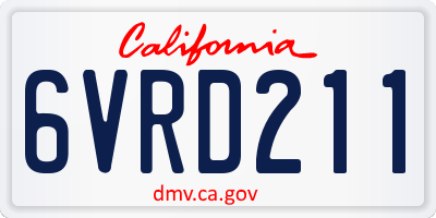 CA license plate 6VRD211