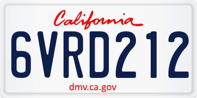 CA license plate 6VRD212