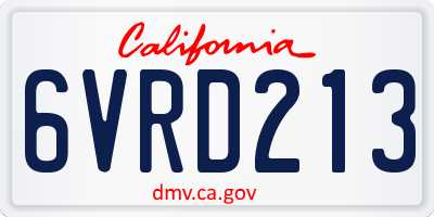 CA license plate 6VRD213