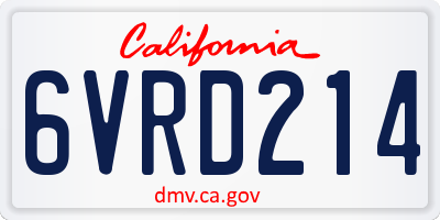 CA license plate 6VRD214