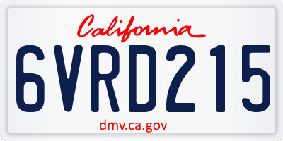 CA license plate 6VRD215
