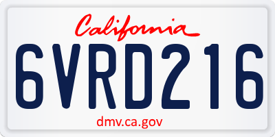 CA license plate 6VRD216