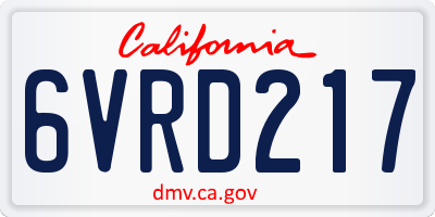 CA license plate 6VRD217