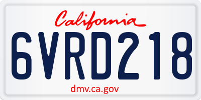 CA license plate 6VRD218