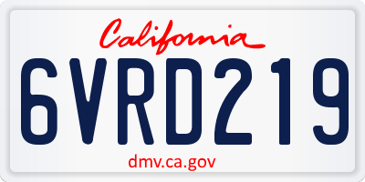 CA license plate 6VRD219