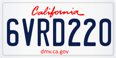 CA license plate 6VRD220