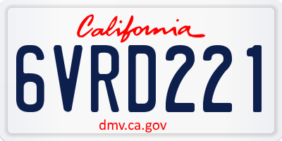 CA license plate 6VRD221