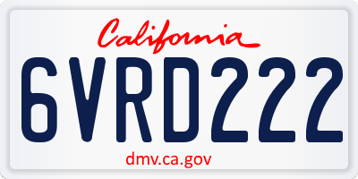 CA license plate 6VRD222
