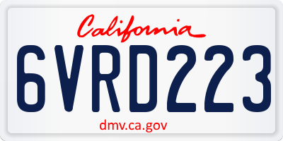 CA license plate 6VRD223