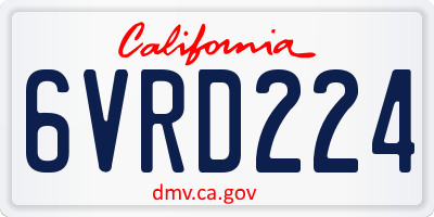 CA license plate 6VRD224