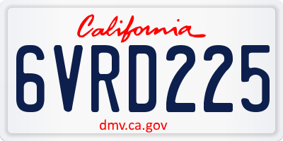 CA license plate 6VRD225