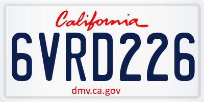 CA license plate 6VRD226