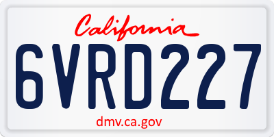 CA license plate 6VRD227