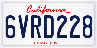 CA license plate 6VRD228