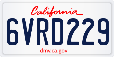 CA license plate 6VRD229