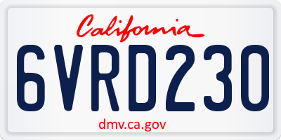 CA license plate 6VRD230