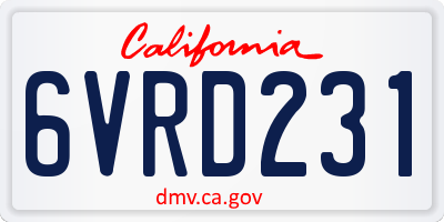 CA license plate 6VRD231