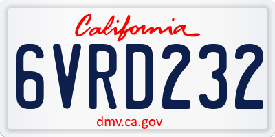 CA license plate 6VRD232