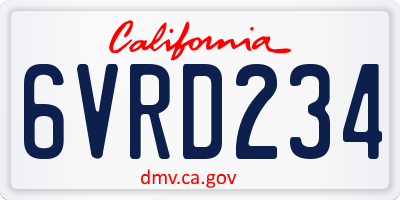 CA license plate 6VRD234