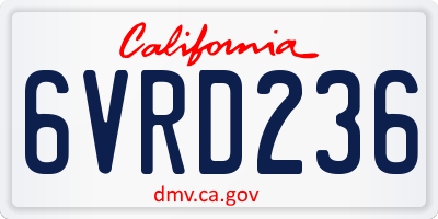 CA license plate 6VRD236