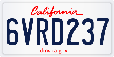 CA license plate 6VRD237
