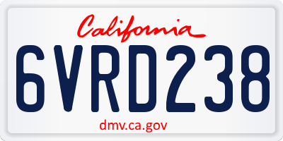 CA license plate 6VRD238