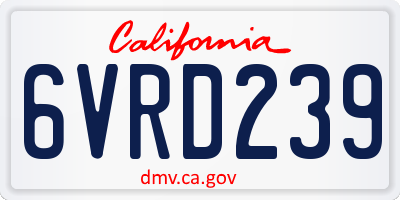 CA license plate 6VRD239