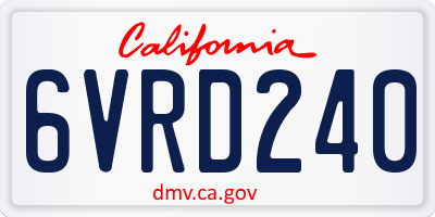 CA license plate 6VRD240