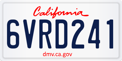 CA license plate 6VRD241