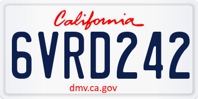 CA license plate 6VRD242
