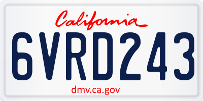 CA license plate 6VRD243