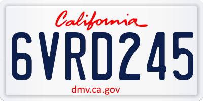 CA license plate 6VRD245