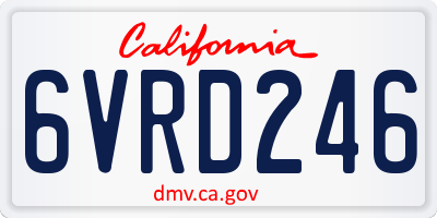 CA license plate 6VRD246