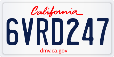 CA license plate 6VRD247