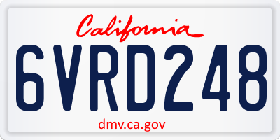 CA license plate 6VRD248