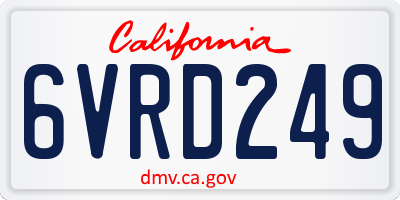 CA license plate 6VRD249