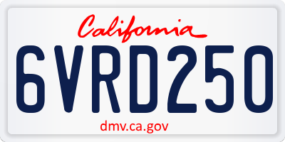 CA license plate 6VRD250
