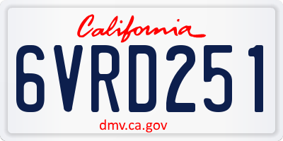 CA license plate 6VRD251