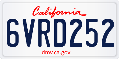 CA license plate 6VRD252