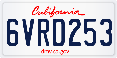 CA license plate 6VRD253