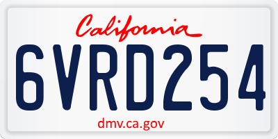 CA license plate 6VRD254