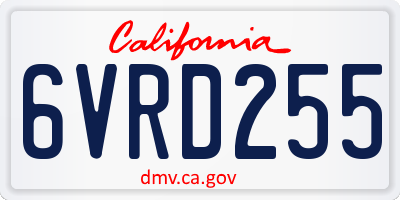 CA license plate 6VRD255