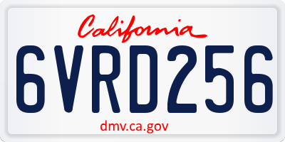 CA license plate 6VRD256